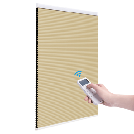 Made-to-Order Blackout Motorized Cellular Shades, Cordless Honeycomb blinds, Remote and Batteries Included
