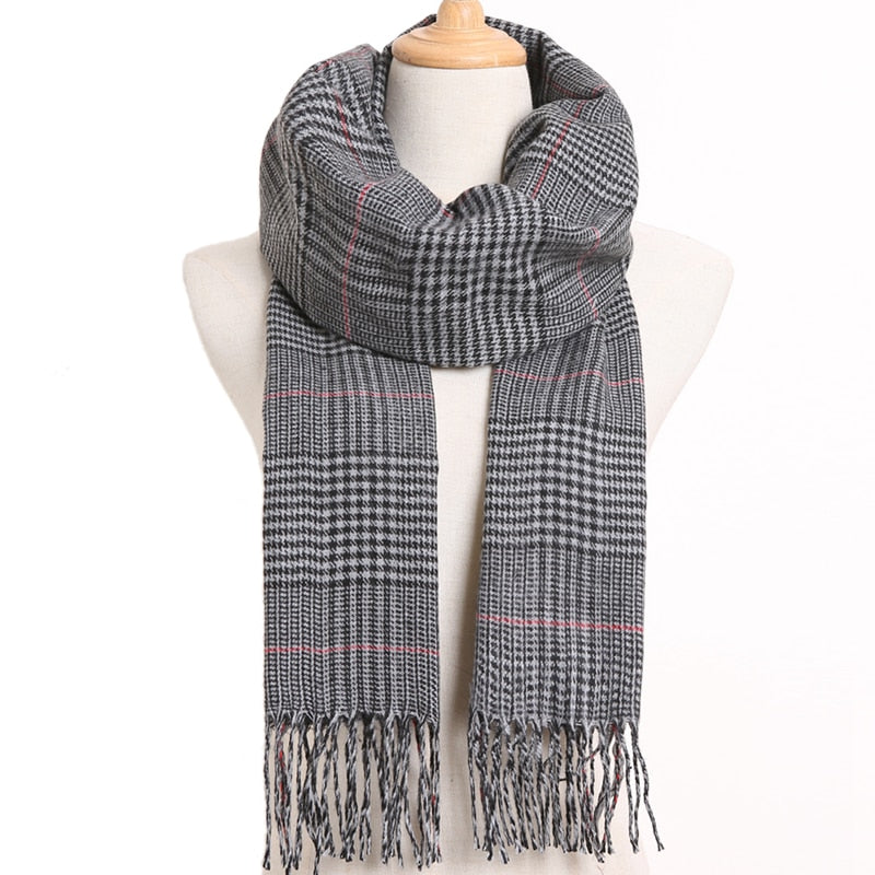 [VIANOSI] 2020 Plaid Winter Scarf Women Warm Foulard Solid Scarves Fashion Casual Scarfs Cashmere Bufandas Hombre