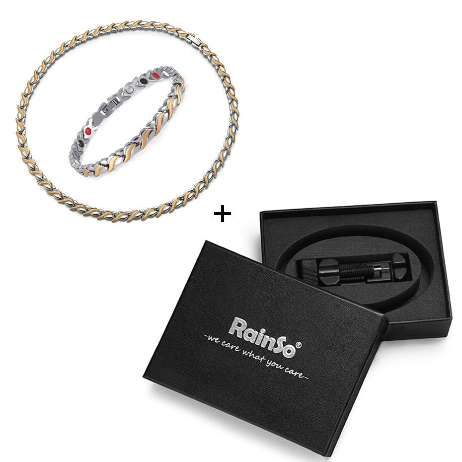 Rainso Magnetic Jewelry Set Hologram Power Necklaces Bracelets Chain & Link Classic Wedding Health Jewellry for Lady / Unisex