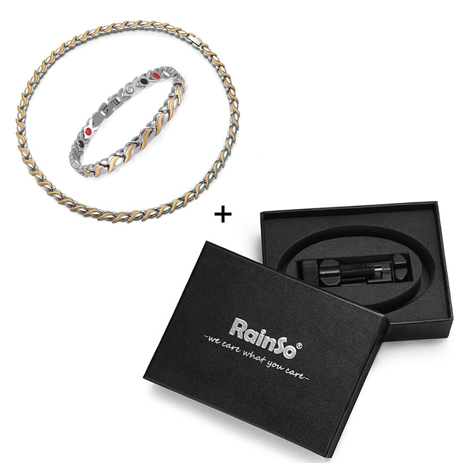 Rainso Magnetic Jewelry Set Hologram Power Necklaces Bracelets Chain & Link Classic Wedding Health Jewellry for Lady / Unisex
