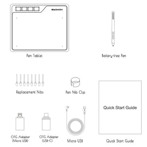 GAOMON S620 Tablette Graphique 6,5x4 Pouces de Sensibilité à la Pression de Niveau 8192 avec Stylet Passif et 4 Touches de raccourcis pour Dessiner et Jouer OSU
