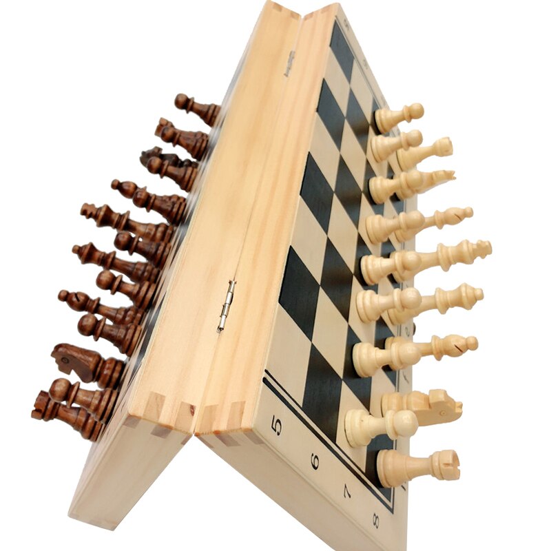 Hot Top Quality Wooden Folding Magnetic Chess Set Solid Wood Chessboard Magnetic Pieces Entertainment Board Games Children Gifts