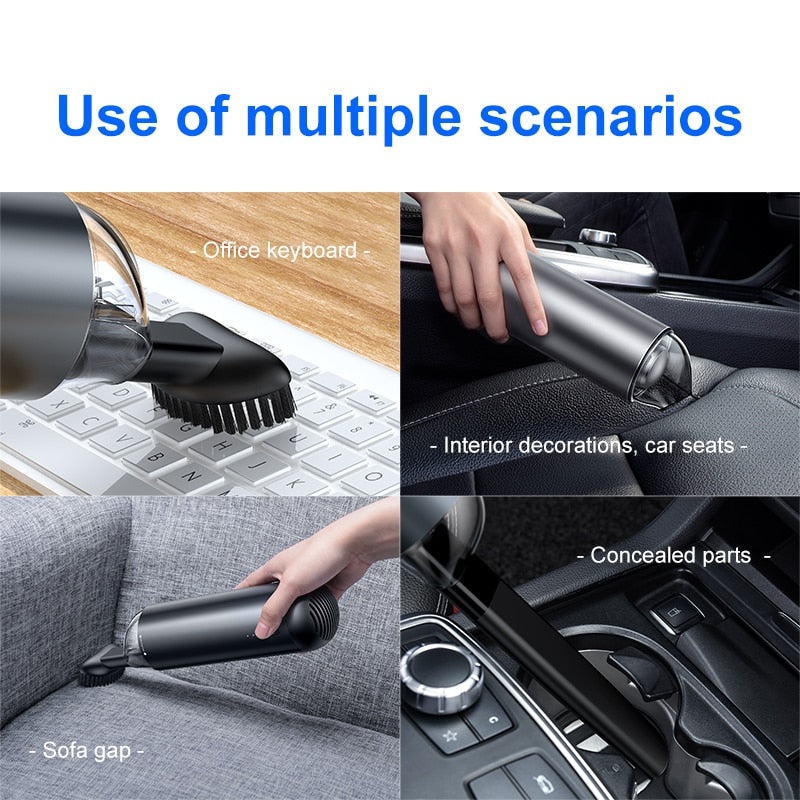 Aspirateur de voiture Baseus Robot aspirateur Portable sans fil Portable pour intérieur de voiture et nettoyage de la maison et de l'ordinateur