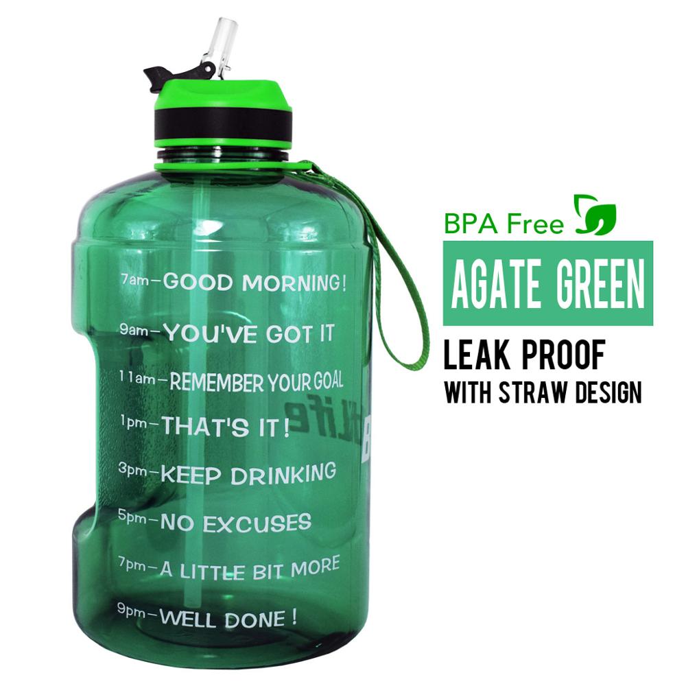 QuiFit 3.78L 2.2L 1.3L 128oz Gallon Water Bottle with Straw Clear Plastic Drinking Bottles GYM Tool Jug BPA Free Sports Cup