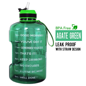 QuiFit 3.78L 2.2L 1.3L 128oz Gallon Water Bottle with Straw Clear Plastic Drinking Bottles GYM Tool Jug BPA Free Sports Cup