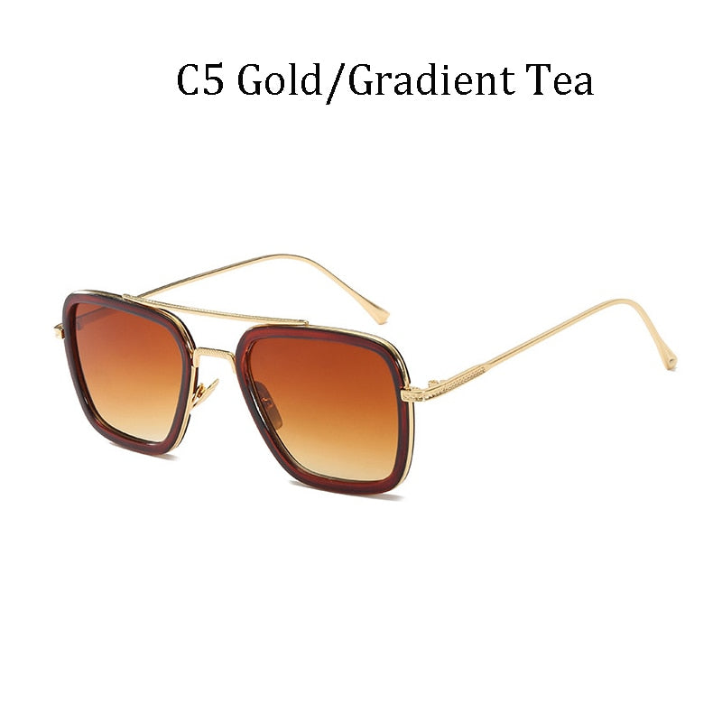 NEW luxury Avengers Tony Stark Style for women Sunglasses Men Square Brand Design Sun Glasses Oculos Retro male iron Man