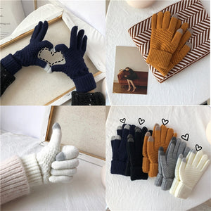 Winter Touch Screen Gloves Women Men Warm Stretch Knit Mittens Imitation Wool Full Finger Guantes Female Crochet Luvas Thicken