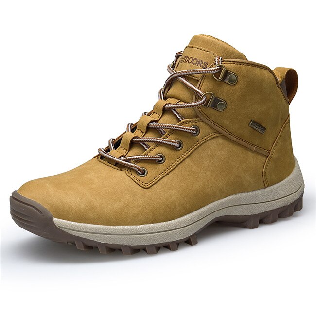 Outdoor Fashion Leather Men Boots Comfortable Men Shoes Waterproof Ankle Boots Short Plush Winter Warm Work Shoes Big Size 39~48