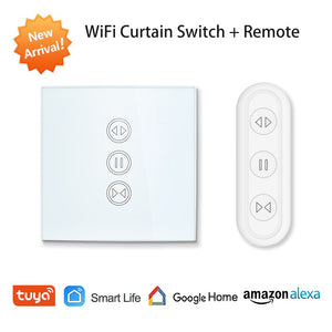 LoraTap - Interrupteur tactile rideaux et volet roulant électrique avec télécommande - Alexa et Google Home