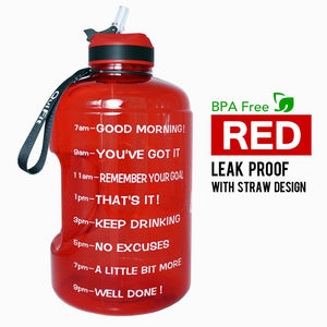 QuiFit 3.78L 2.2L 1.3L 128oz Gallon Water Bottle with Straw Clear Plastic Drinking Bottles GYM Tool Jug BPA Free Sports Cup