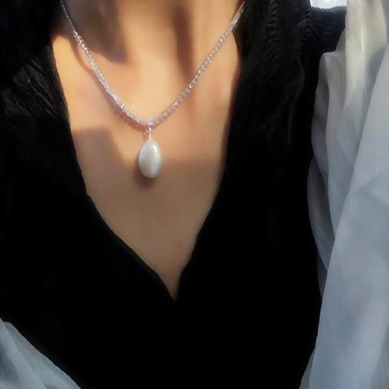 Women Bohemian Crystal Baroque Pearl Necklaces & Pendants Wedding Party Jewelry Handmade
