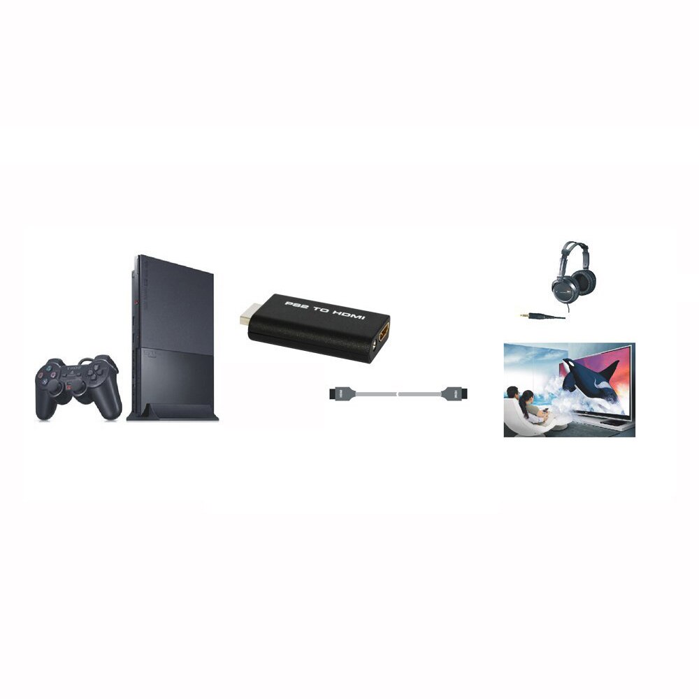 THGS HDV-G300 PS2 to HDMI 480i/480p/576i Audio Video Converter Adapter with 3.5mm Audio Output Supports All PS2 Display Modes