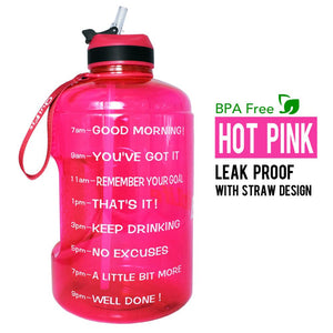QuiFit 3.78L 2.2L 1.3L 128oz Gallon Water Bottle with Straw Clear Plastic Drinking Bottles GYM Tool Jug BPA Free Sports Cup