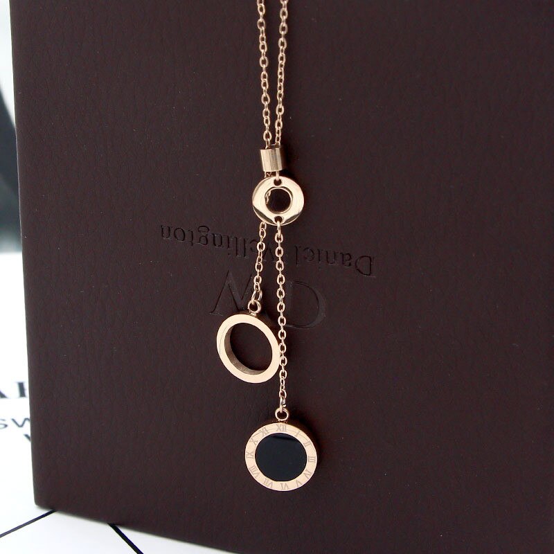 Lady Jewelry Love Round Circles Shell Long Necklaces For Women Fashion Jewelry Roman Numerals Pendant Necklace Tassel Collar K32