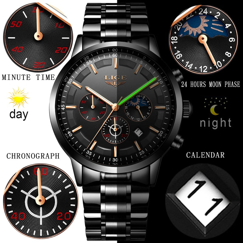 Relojes 2020 Watch Men LIGE Fashion Sport Quartz Clock Mens Watches Top Brand Luxury Business Waterproof Watch Relogio Masculino