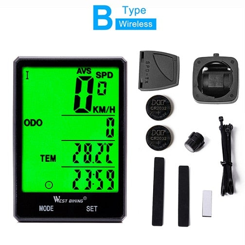 WEST BIKING Waterproof Bicycle Computer With Backlight Wireless Wired Bicycle Computer Bike Speedometer Odometer Bike Stopwatch