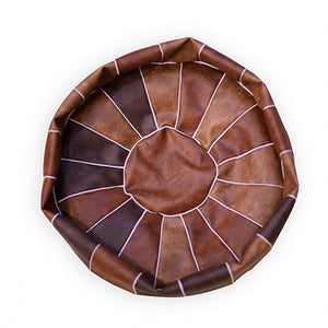 Moroccan PU Leather Pouf Embroider Craft Hassock Ottoman Footstool Round  Large 50*50*25cm  Artificial Leather Unstuffed Cushion