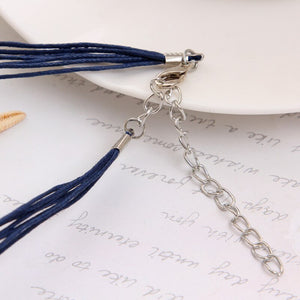 Fashion Brand Jewelry Sets Blue Rope Chain Round Beads Pendant Necklace Drop Earring High Quality Free Shipping Wedding Jewelry