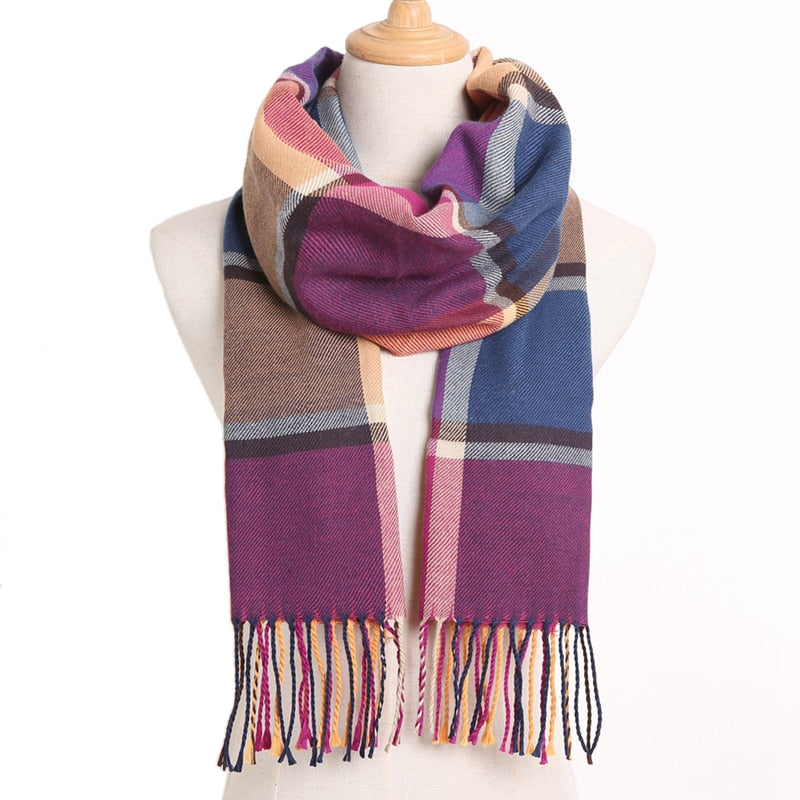[VIANOSI] 2020 Plaid Winter Scarf Women Warm Foulard Solid Scarves Fashion Casual Scarfs Cashmere Bufandas Hombre