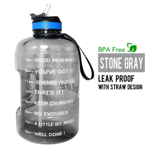 QuiFit 3.78L 2.2L 1.3L 128oz Gallon Water Bottle with Straw Clear Plastic Drinking Bottles GYM Tool Jug BPA Free Sports Cup