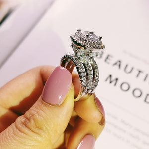 trendy luxury big 925 sterling silver engagement Ring for Women and ladys christmas gifts with cushion zirconia wedding R4898