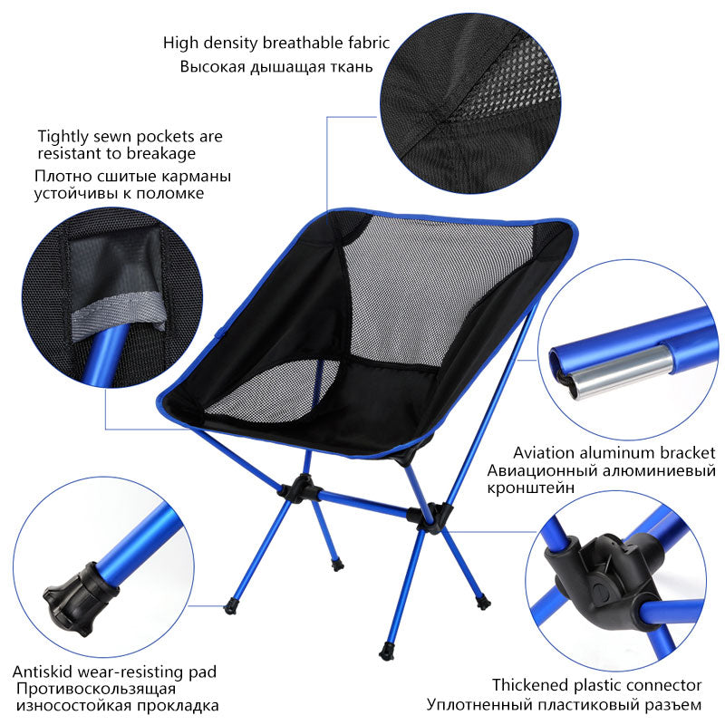 Portable Folding Fishing Chair Camping Chair Seat 600D Oxford Cloth Aluminium Fishing Chair for Outdoor Picnic BBQ Beach Chair
