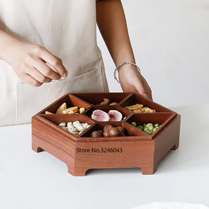 European creative solid wood candy box with lid dry fruit snack box home wooden nuts melon storage box wedding gift
