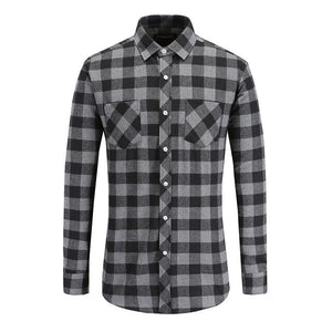 Jeetoo European/US Size Men Flannel Plaid Shirts Cotton 2021 Casual Long Sleeve Shirt Warm Comfort Regular Fit Man Blouse