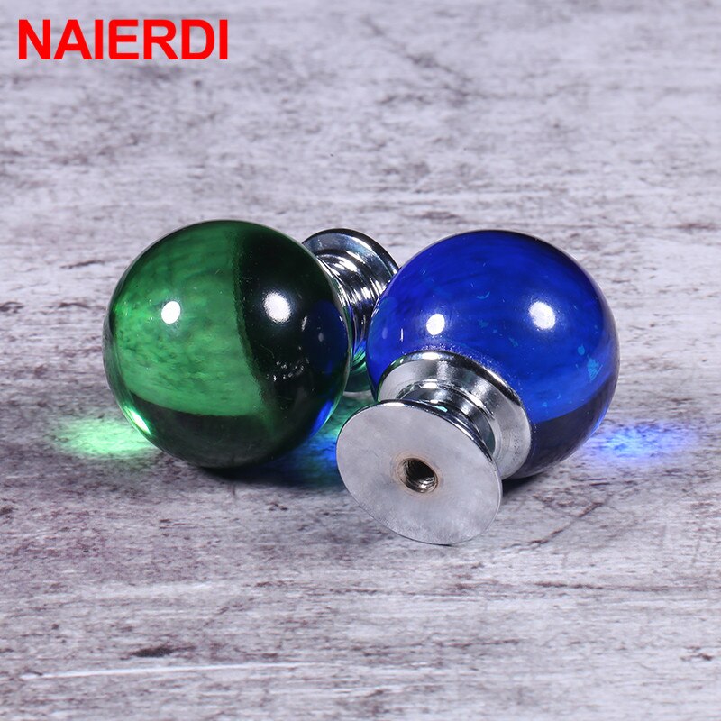 NAIERDI 30mm Crystal Ball Furniture Knob Kitchen Cupboard Door Pulls Drawer Knobs Cabinet Handles Wardrobe Door Handles Hardware