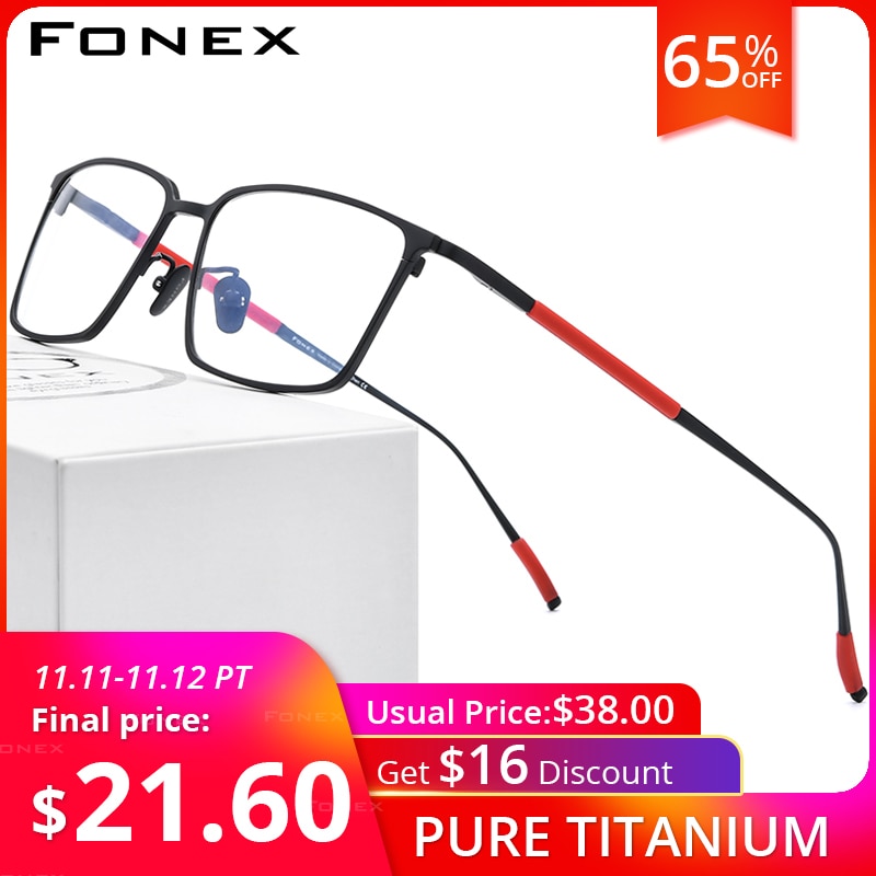 FONEX Pure Titanium Glasses Frame Men Square Eyewear 2020 New Male Classic Optical Myopia Prescription Eyeglasses Frames 8535