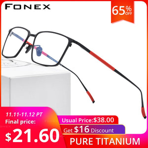FONEX Pure Titanium Glasses Frame Men Square Eyewear 2020 New Male Classic Optical Myopia Prescription Eyeglasses Frames 8535