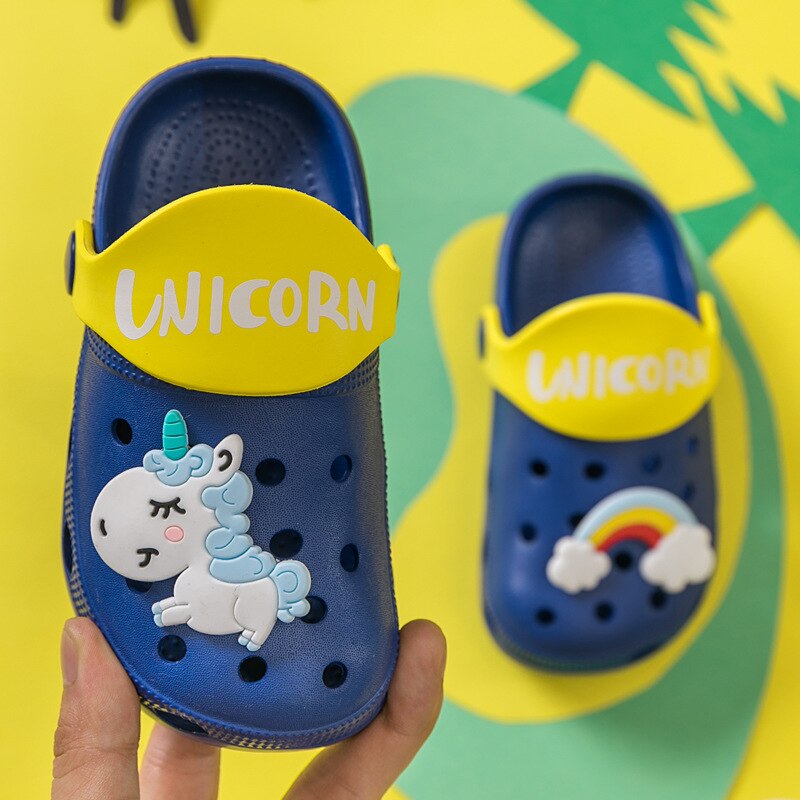 2020 Unicorn Shoes Slippers For Boy Girl Rainbow Shoes Summer Toddler Animal Kids Indoor Baby Slippers Pvc Cartoon Kids Slippers
