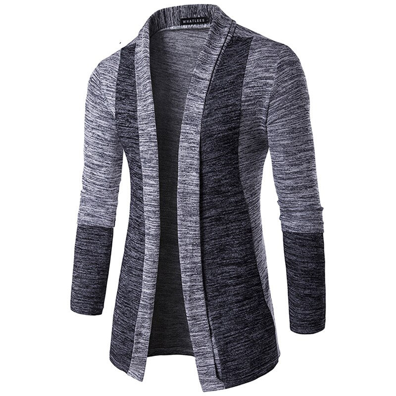 Retro Men Patchwork Long Sleeve Slim-Fit Knitted Sweater Cardigan Coat Outwear Jacket Loose Casual Windbreaker Coat Windbreaker