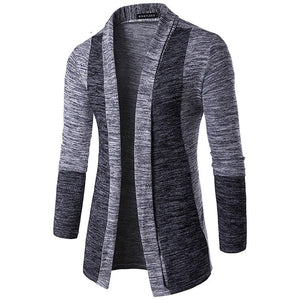 Retro Men Patchwork Long Sleeve Slim-Fit Knitted Sweater Cardigan Coat Outwear Jacket Loose Casual Windbreaker Coat Windbreaker