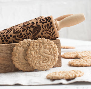 New Leaf Christmas Deer Wooden Rolling Pin Embossing Baking Cookies Noodle Biscuit Fondant Cake Dough Patterned Roller Snowflake