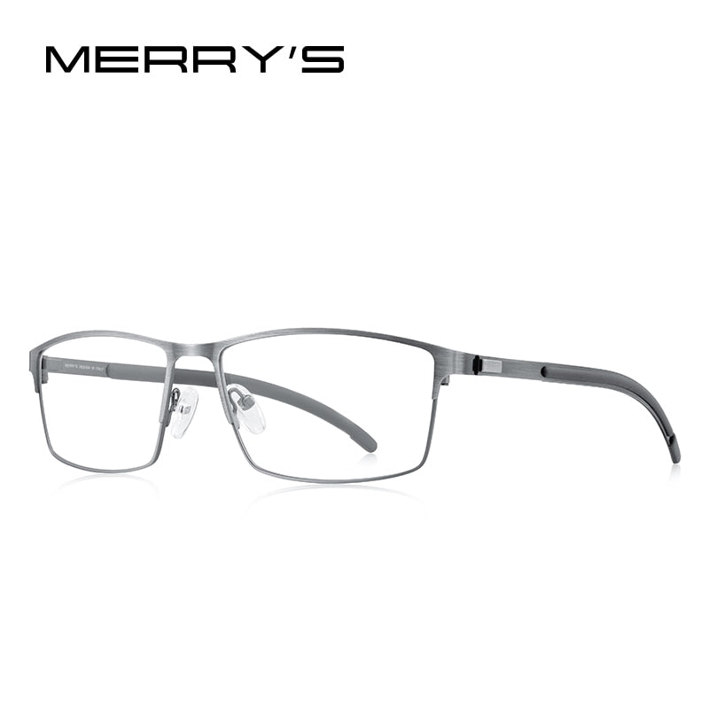 MERRYS DESIGN Men Titanium Alloy Optical Glasses Frame Ultralight Square Myopia Prescription Eyeglasses Antiskid Silicone S2186