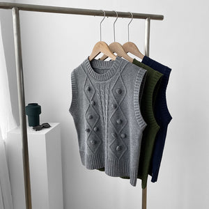 GOPLUS Sweater Women Vintage Sleeveless Ladies Tops O-Neck Sweater Vest Dames Pull Kobieta Swetry Femme Chandails Vrouw Truien