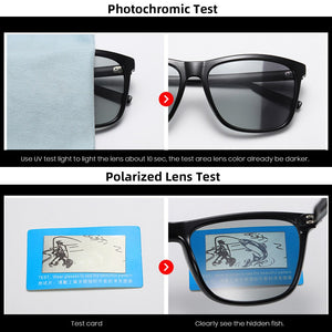 VIVIBEE-lunettes de soleil polarisées | Cadre photochromique, carré classique, caméléon Glaases de Transition, lunettes de soleil à changement de couleur pour hommes