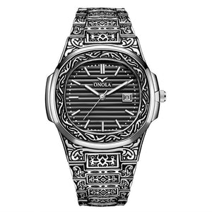 Mode montre à quartz hommes marque ONOLA luxe rétro or acier inoxydable montre hommes or hommes montre reloj hombre