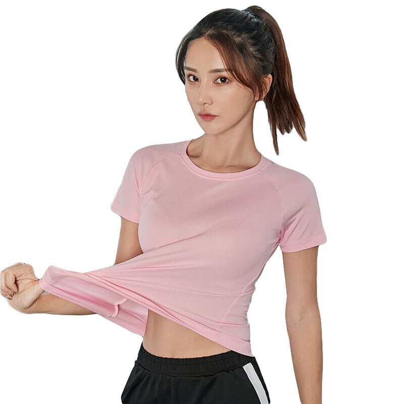 Femmes été t-shirts coupe ajustée pour le Sport Fitness Yoga à manches courtes Yoga haut maille femmes séchage rapide gymnase T-Shirt vêtements de Sport