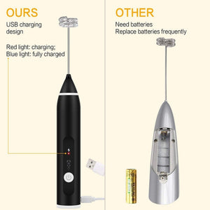 3-Speeds Egg Beater Coffee Milk Drink Whisk Mixer Heads Eggbeater Frother Stirrer USB Rechargeable Handheld Food Blender Whisk