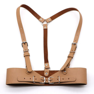 HATCYGGO Women Leather Body Harness Punk Female Body Bondage Chest Belts Lingerie Strap Wide Belt Cummerbund Black Harness Slim Body