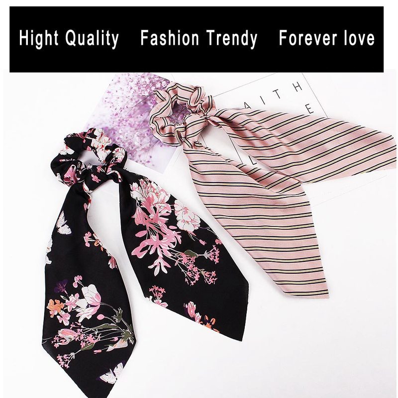Floral Satin Scrunchies Women Elastic Hair Bands Ties Scarf Woman Scrunchy Hairbands Turban Head Wrap Hair Accessories Headwear