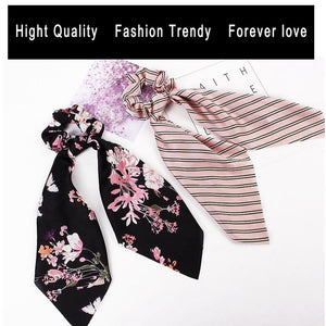 Floral Satin Scrunchies Women Elastic Hair Bands Ties Scarf Woman Scrunchy Hairbands Turban Head Wrap Hair Accessories Headwear