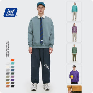 INFLATION 2020 Winter Men Thick Fleece Sweatshirt Unsex Hip Hop Multi-color Sweatshirt Men Solid Basic Winter Sweatshirts 166W17