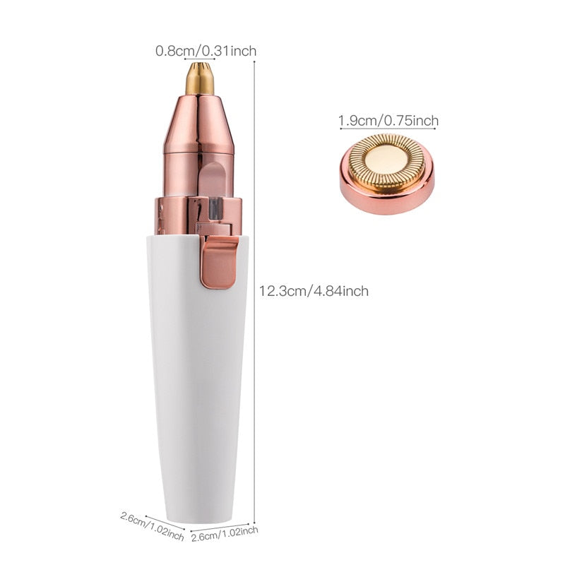 2 In 1 Electric eyebrow trimmer USB Rechargeable hair remover women shaver  LED light lady Epilator Razor face Makeup Tool