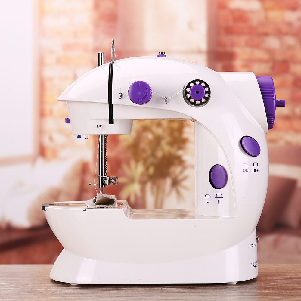 INNE Sewing Machine Mini Portable Household Night Light Foot Pedal Straight Line Hand Table Two Thread Kit Electric