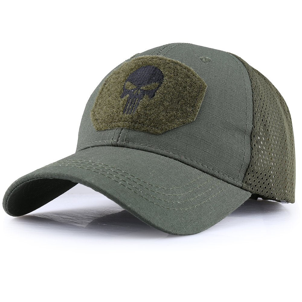 Skull Tactical Military Airsoft Cap Adjustable Breathable Sun Visor Trucker Hat Mesh Hunting Hiking Baseball Skeleton Snapback