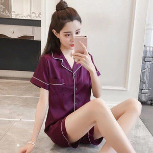Sleepwear Women's Faux Silk Satin Pajamas Set Nightwear Long Sleeve Pajamas Home Clothes Set For women Sleeping Shirt Home Wear