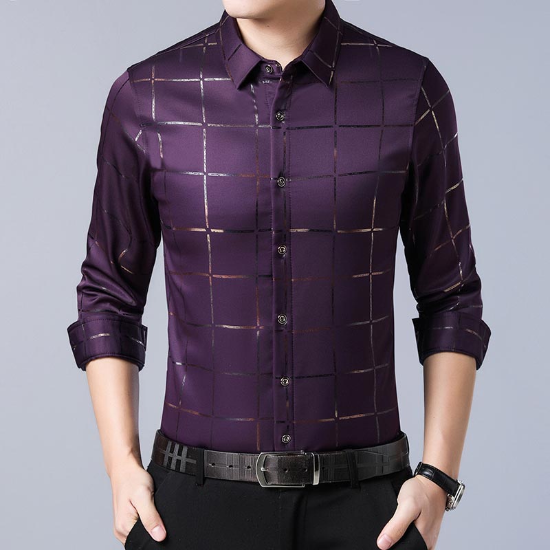 Long Sleeve Slim Fit Men Shirt Streetwear